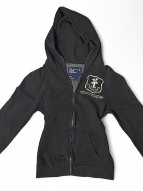 Vintage American Eagle Outfitters Beaded Shield Y2K Zip Up Hoodie